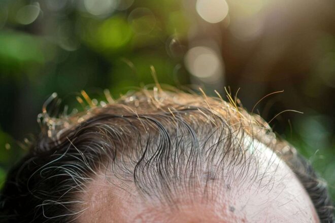 Image d'illustration. Gros plan de cheveux sains et brillants après greffe réussie