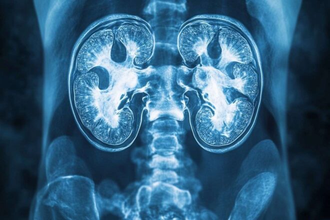 Image d'illustration. Image radiographique de calculs rénaux
