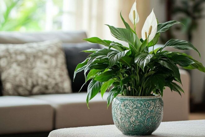 Image d'illustration. Plante spathiphyllum verte luxuriante