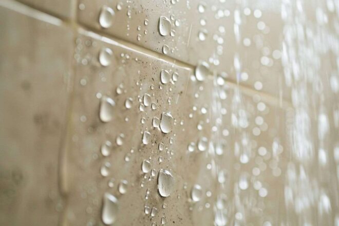 Les gouttelettes de la douche.