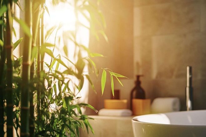 Bambous apaisants dans la salle de bain