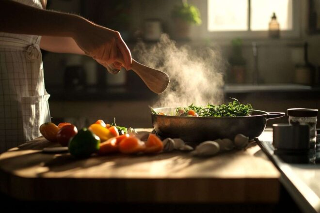 Scène de cuisine saine