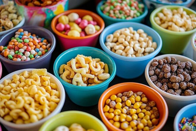 Bols colorés de malbouffe vs options saines