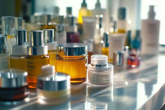 Gros plan sur des produits de soins de la peau