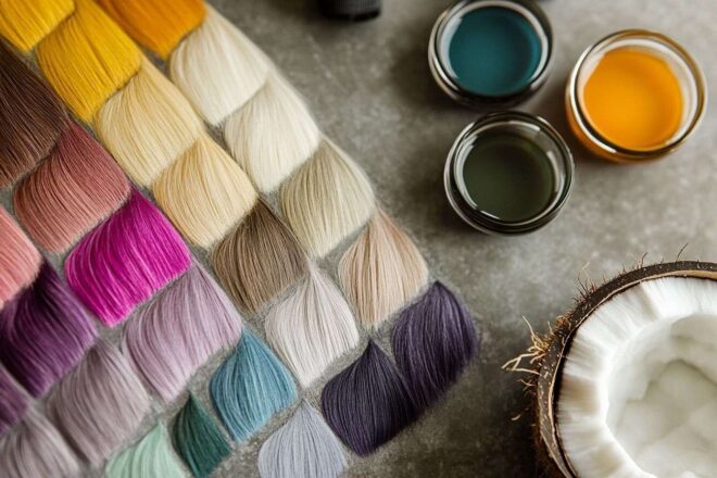 Nuances éclatantes de couleurs de cheveux avec huiles essentielles