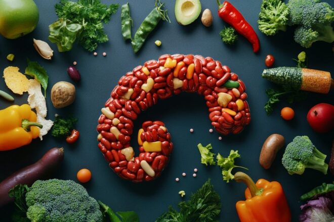Représentation artistique du pancréas avec des aliments sains