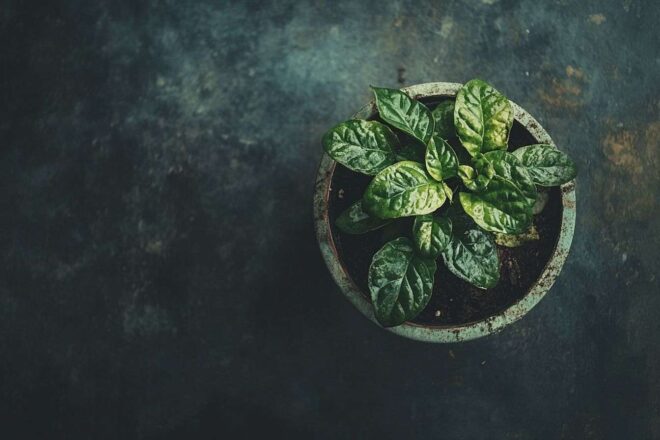 Photo aérienne d une plante d intérieur négligée