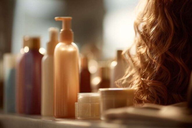 Arrangement vibrant de produits capillaires avec biotine